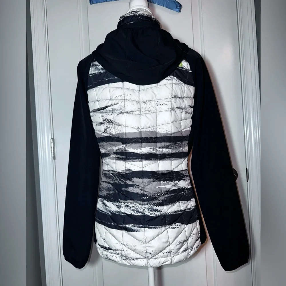The North Face Quilted Hybrid Jacket Hooded Black Gray Insulated Full Zip - Picture 3 of 14
